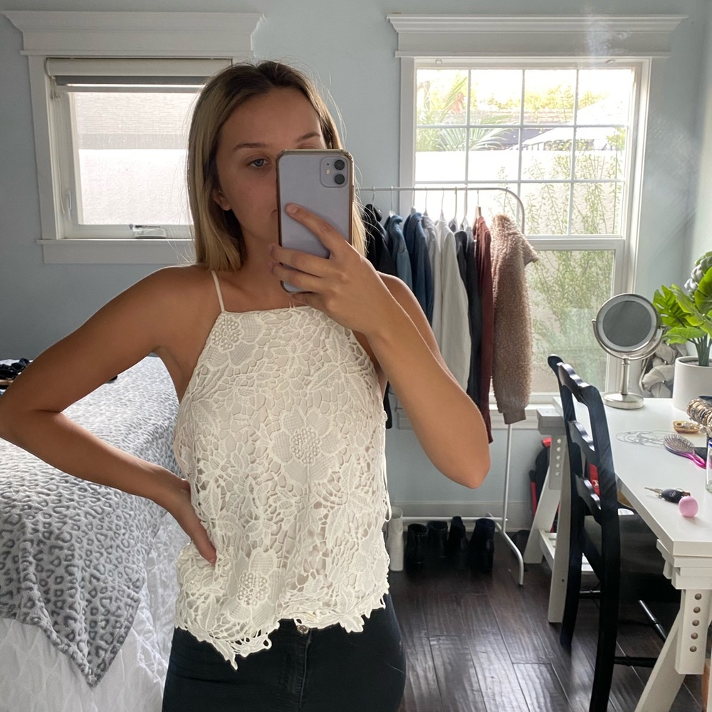 Zara White Floral Blouse